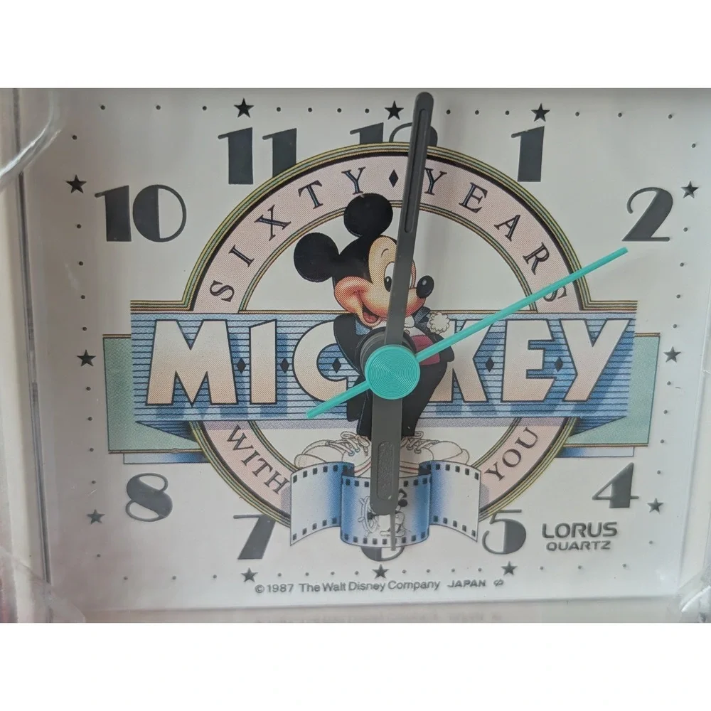 Vintage Lorus Disney Mickey Mouse Sixty Years Quartz Alarm Clock Square White 🆕